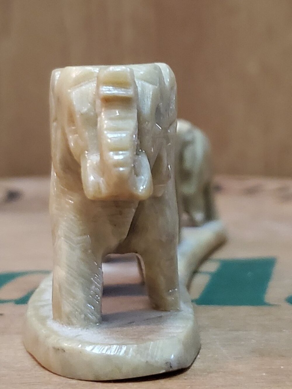 Small hand carved family elephants sculpture